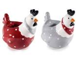 Ceramic chicken egg cup with polka dots and bandana