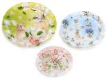 Set of 3 round plates in decorated glass 