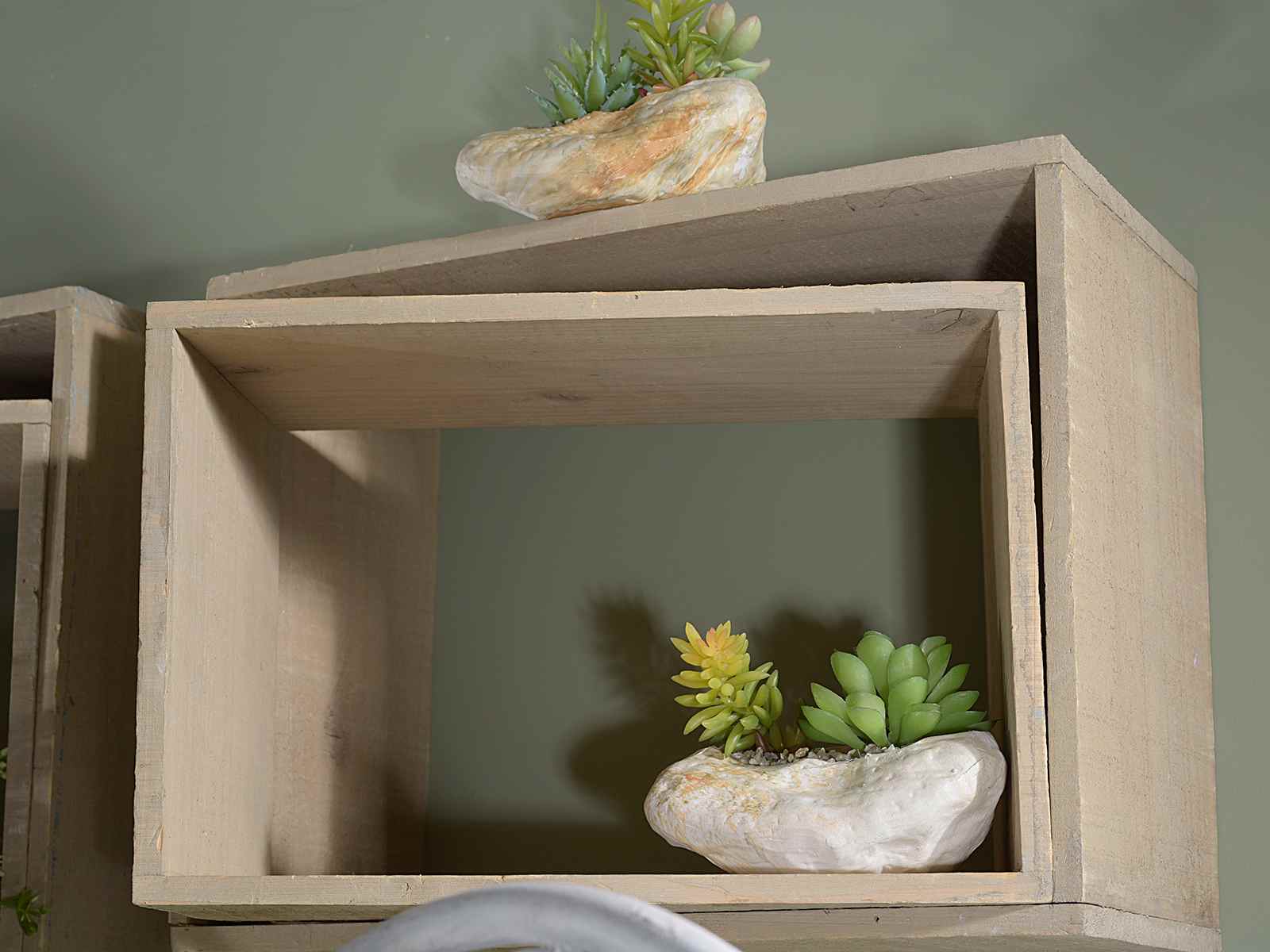 Set 4 mensole a cornice rettangolare multiuso legno naturale ...