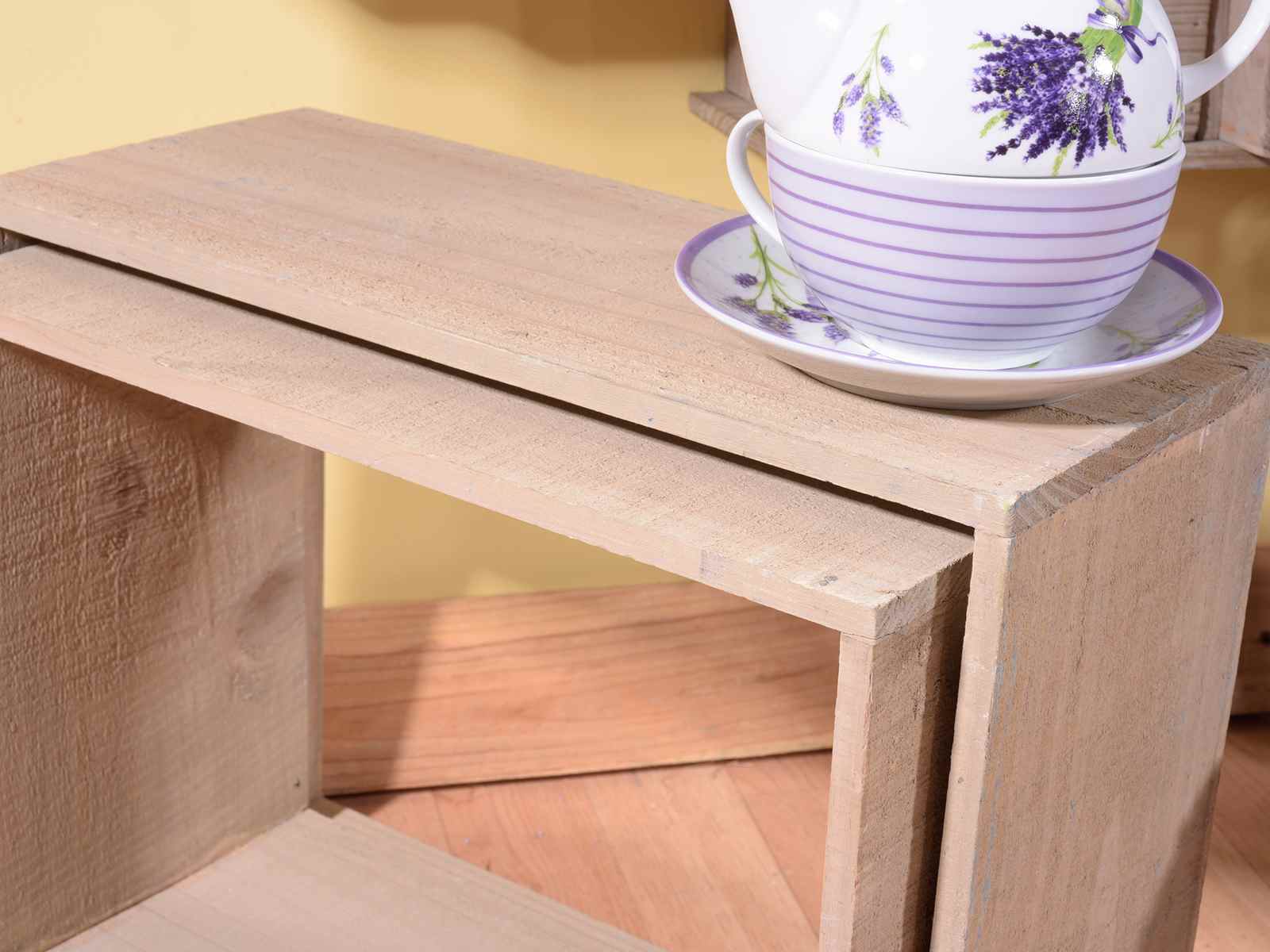 Set 4 mensole a cornice rettangolare multiuso legno naturale ...