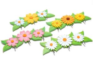 Percha de madera con flores de fieltro y 3 ganchos