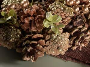 gold glitter Christmas pine cone garlands wholesal
