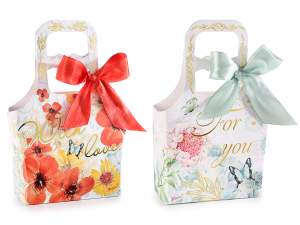 Wholesale basket bag with bow and flowers