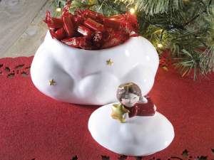 Borcan de biscuiți din ceramică de înger de Crăciu