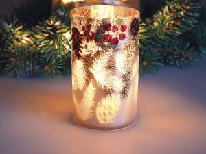 wholesale flare candle holder decorated with pine