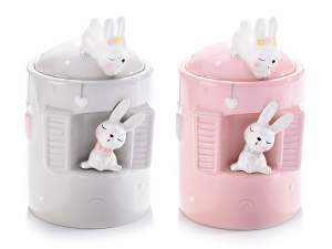 Wholesaler of decorative rabbit ceramic jars