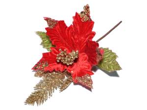 Wholesale artificial poinsettia flower red