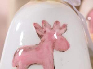 Grossiste cloche Noel ceramique rose