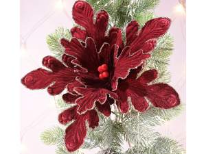 Wholesalers poinsettia cloth with gold glitter bor