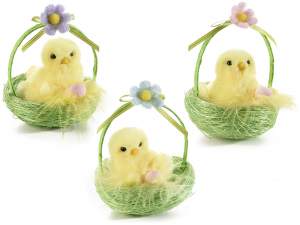 Wholesale easter chicks straw baskets decorations