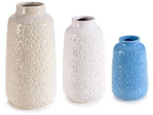vente en gros vases à décors floraux en relief