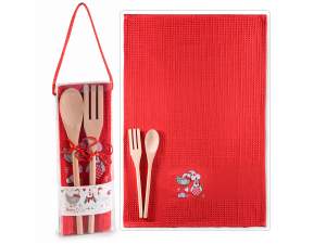 wholesale wooden spoon fork dish towel