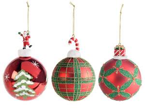Wholesale santa claus glitter tree balls