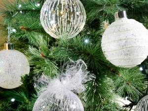 Wholesale Christmas baubles with glitter decoratio