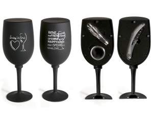 Goblet with 3 sommelier accessories for wine