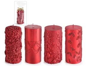 Vente en gros bougies décorées en relief rouge