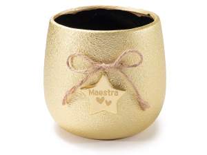 Goldene Keramikvase mit Kordel und „Maestra“-Stern