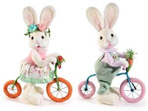 Présentoir de Pâques en gros de lapins à vélo