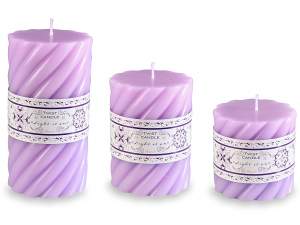 Bougies cylindriques lilas en gros