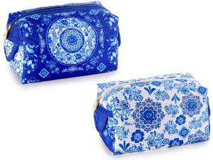 Kosmetikkoffer aus Stoff „Blue Porcelain“ mit Reißverschluss