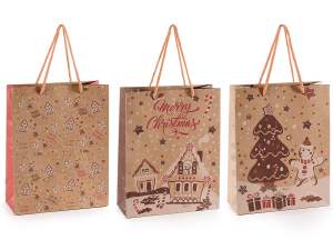 wholesale natural paper Christmas bags