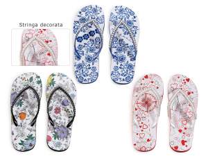 Wholesale majolica print women's flip flops