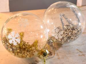 ingrosso pallina vetro trasparente glitter neve