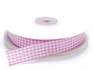Wholesale pink white gingham ribbon