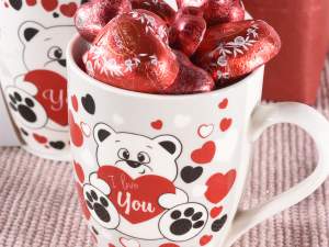 wholesale valentines teddy bear mugs