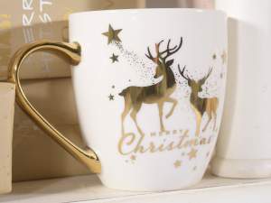 Wholesale christmas mugs with gold decorations