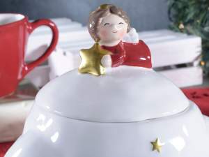 Pot à biscuits en céramique d'ange de Noël en gros