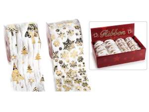 Großhandel goldene Schneeflocken-Weihnachtsbänder