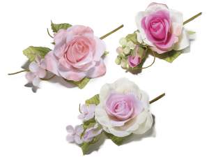 Mayorista ramillete rosa flores artificiales