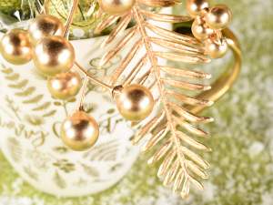Venta al por mayor hojas de rama de navidad de oro