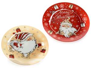 Wholesale round Christmas plate with gnome decorat