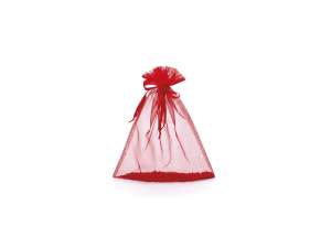 Grossiste de sacs en organza rouge