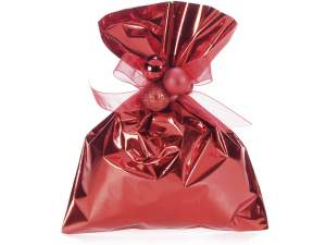 Enveloppe de sac cadeau rouge métallique
