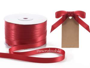 Satin Doppel personalisierten ruby ​​red ribbon