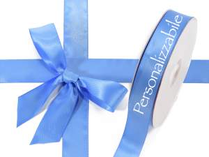 Satin double personalized avio blue ribbon