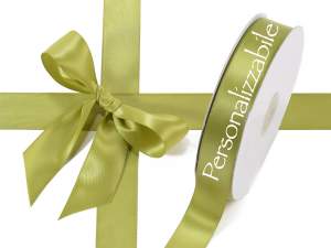 Satin double personalized olive green ribbon