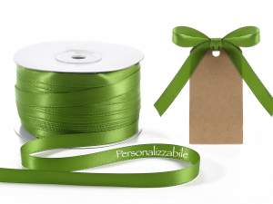 Satin double ribbon green garden personalized