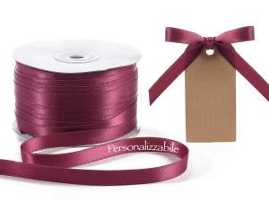 Satin double ribbon bordeaux personalized