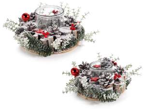 piese centrale de zăpadă cu boabe de Crăciun cu ri