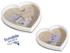 wholesale wooden lavender heart trays