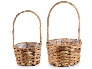 wholesale high handle wooden baskets