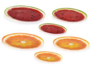 Summer fruit design oval glass plates wholesaler