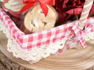 wholesale checked fabric picnic baskets