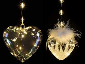 Wholesaler of led lights glass hearts decorations