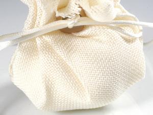 Fabric favor bag with frayed edge