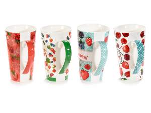 Ingrosso tazze mug porcellana design frutti rossi